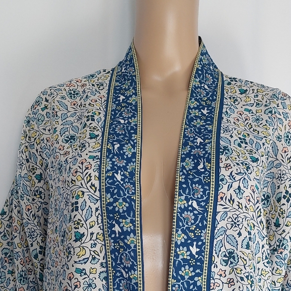 Max Studio Womens Floral Print Open Front Kimono Cardigan Multicolor Size S - Picture 4 of 11